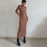 Приталенное платье, бархатный корсет, поясная сумка, базовая длинная юбка, изысканный стиль, высокий воротник, с акцентом на бедрах