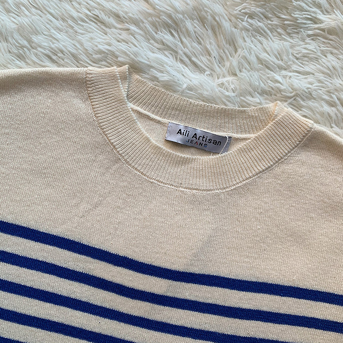 Lazy Navy And White Striped Sweater 17