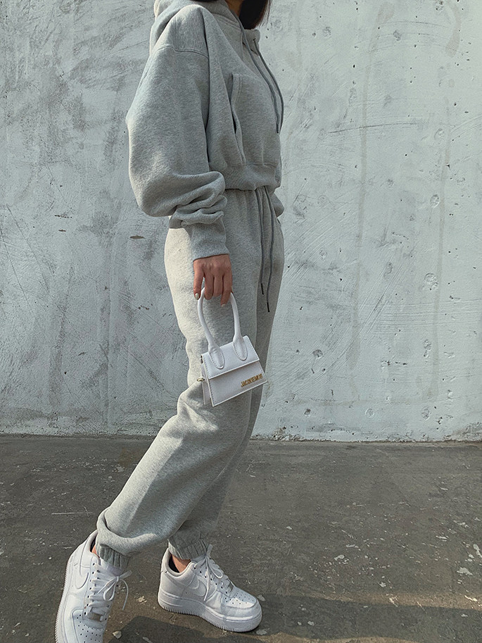 Basic Wear Black Charcoal Hoodies for Women Autumn Winter Loose Fleece Hooded Sweatshirts Streetwear Cropped Pullovers