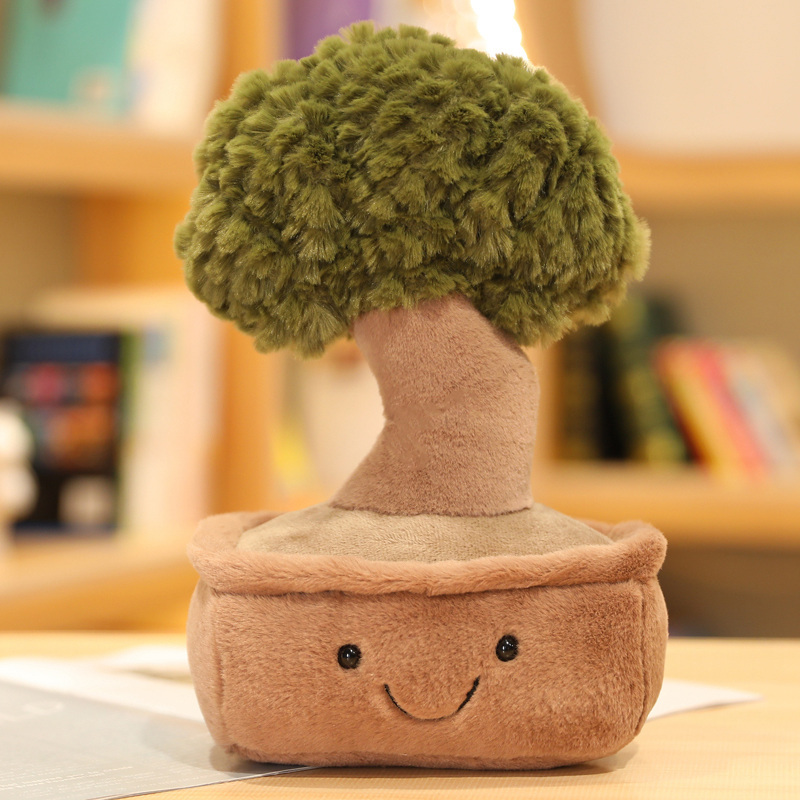 Simulated Money Tree Potted Plant Ornament Doll Living Room Plant Bouquet Plush Toy Doll Office Small Decoration