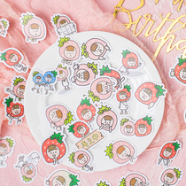 Douyin same Net red stickers cute strawberry head emoji bag stickers ins Korean boy heart paste