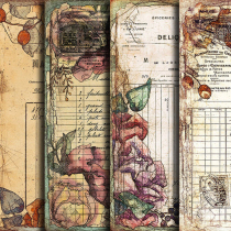 junk journal retro hand account sticker large size vintage Base Background Paper plants flowers and plants