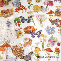 junk journal bronzing PET hand account sticker bag vintage old plant hand book material decoration stickers 6