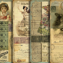 junik journal large size retro hit bottom material paper collage in English newspaper Showa dolls handbill stickers
