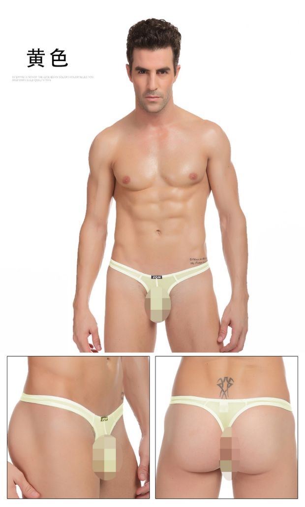 Thong nam mùa hè đơn gợi cảm đồng tính nam nhanh khô quần lót lụa băng lồi T quần vui vẻ eo thấp trong suốt sip nam