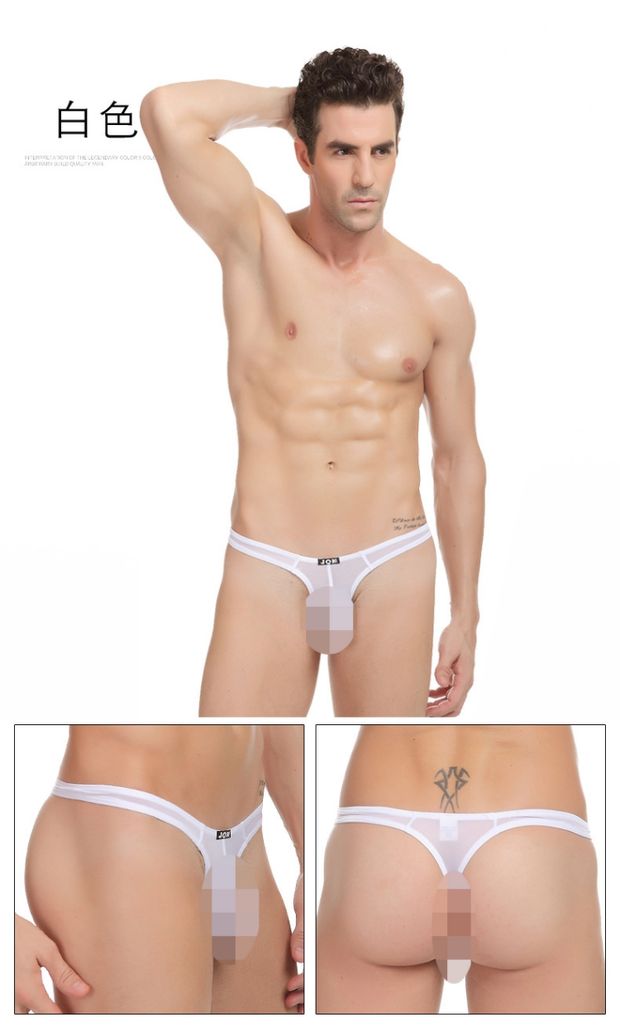Thong nam mùa hè đơn gợi cảm đồng tính nam nhanh khô quần lót lụa băng lồi T quần vui vẻ eo thấp trong suốt sip nam