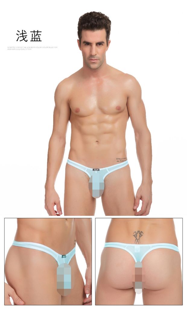 Thong nam mùa hè đơn gợi cảm đồng tính nam nhanh khô quần lót lụa băng lồi T quần vui vẻ eo thấp trong suốt sip nam