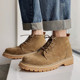 Martin Boots for Men 2025 New Winter Fleece-Lined Mid-Top Short Boots Genuine Leather High-Top British Retro Casual Work Boots
