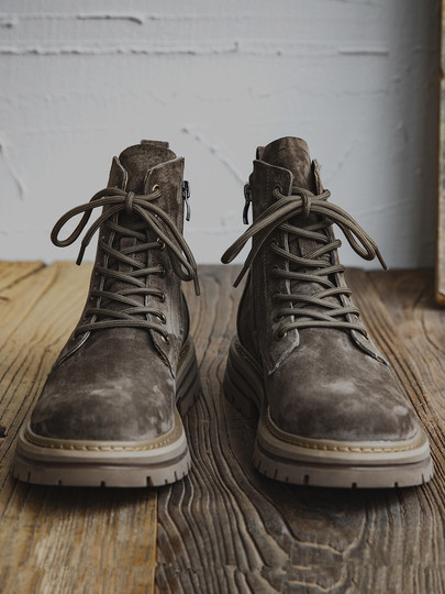 Martin Boots for Men, Winter British Style High-Top Shoes, Genuine Leather Mid-Top Trendy Short Boots, Retro New Breathable Work Boots