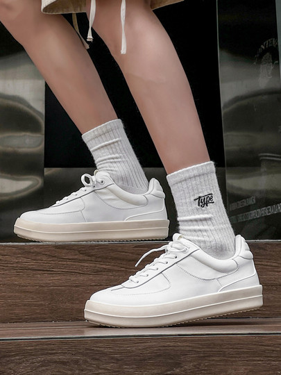Men's Sneakers 2025 New Summer Style Genuine Leather Korean Fashion Casual Canvas Shoes Versatile Thick-Soled Breathable White Shoes