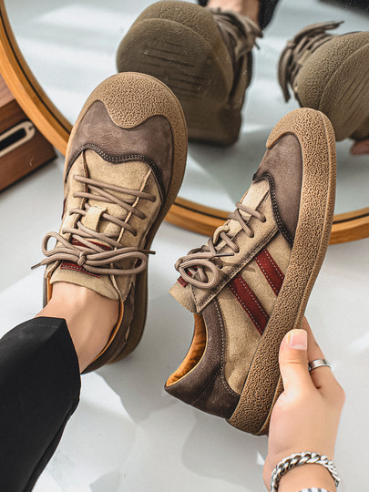 First-Layer Cowhide Men's Shoes 2025 Winter New German Training Shoes Korean Style Trendy Versatile Genuine Leather Breathable Soft-Soled Casual Sneakers