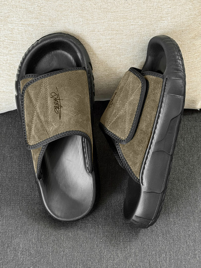 Men's Slippers for Outdoor Wear in Summer, Wear-Resistant, Trendy, Outdoor, 2025 New Style, Non-Slip, Beach Casual, Genuine Leather, Soft-Soled Sandals