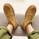 Winter Martin Boots for Men, Mid-Top Trendy Short Boots, British Style, Fleece-Lined High-Top Shoes, Retro Korean Style, Genuine Leather Yellow Work Boots