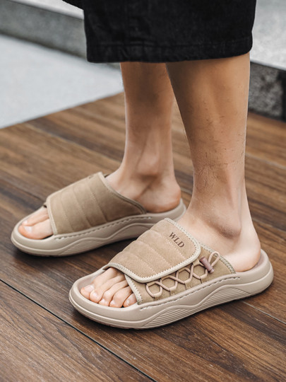 Slippers for Men to Wear Outside in Summer, Wear-Resistant and Trendy Outdoor New Non-Slip Beach Casual Genuine Leather Soft-Soled High-End Sandals