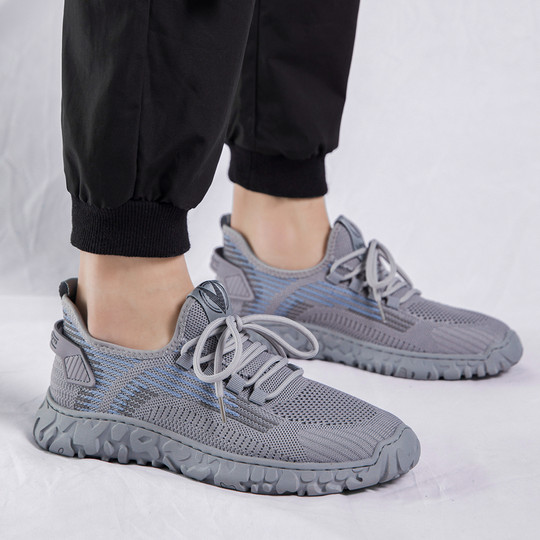 Sports Shoes for Men, Summer Mesh Breathable New Style Lightweight Fly-Knit Shoes, Soft Sole, Non-Slip, Anti-Odor, Casual Running Shoes