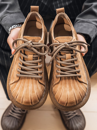 First-Layer Cowhide Men's Shoes, New Winter Style, Genuine Leather, Breathable, Large Leather Shoes, Soft Sole, Soft Leather, Thin, Non-Slip Casual Shoes