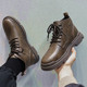 Martin Boots for Men, Winter Fleece-Lined High-Top Shoes, Genuine Leather, Trendy New Retro Short Boots, Mid-Top British Style Work Boots