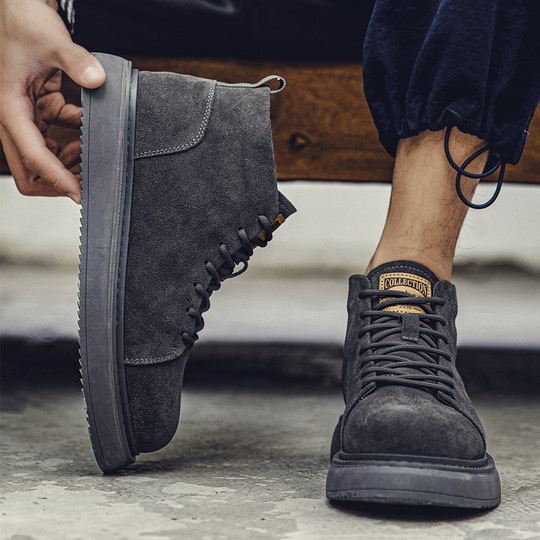 Martin Boots for Men, Winter Breathable British Style High-Top Shoes, Genuine Leather Retro Mid-Top Short Boots, New Casual Work Boots