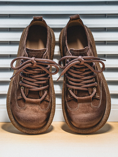 First-Layer Cowhide Men's Shoes 2025 New Winter Large-Toe Shoes Genuine Leather Breathable Soft-Soled British Non-Slip Casual Leather Shoes