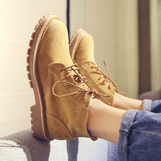 Martin Boots for Men, Winter Fleece-Lined High-Top Shoes, Retro Trendy Genuine Leather Casual Short Boots, Mid-Top British Style Work Boots