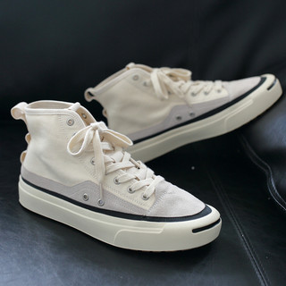 Canvas Shoes for Men, Summer High-Top Trendy Versatile Casual Shoes, Mid-Top Breathable New Korean Style Low-Top White Sneakers
