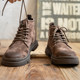 Winter Martin Boots for Men, Fleece-Lined High-Top Shoes, Trendy Genuine Leather Short Boots, British Style Mid-Top Snow Boots, Retro Work Boots