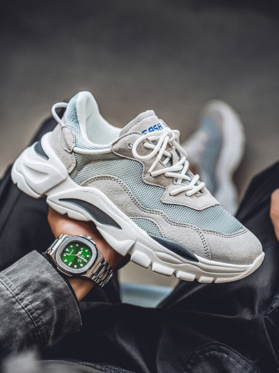 Men's Sneakers 2025 New Summer Mesh Breathable Thick-Soled Genuine Leather Soft-Soled Lightweight Casual Running Dad Shoes