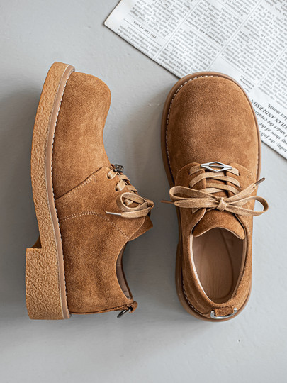 Men's Leather Shoes 2025 Winter New Casual Soft-Soled Cowhide Big-Toe Mickey Shoes Genuine Leather Breathable Couple Derby Shoes