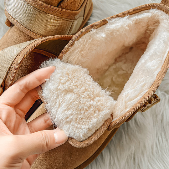 Men's Winter Snow Boots with Extra Fleece and Thick Insulation, Women's Warm Couple's Loafers, Genuine Leather Cold-Resistant Cotton Boots