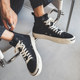 Summer Canvas Shoes for Men, High-Top Trendy Versatile Casual Shoes, Low-Top Breathable New Style White Mid-Top Korean-Style Sneakers