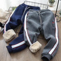 Childrens cotton pants boys velvet thickened autumn and winter 2020 new baby warm sports pants winter childrens pants large children