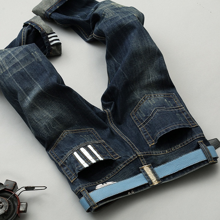 Beckham-Style Jeans for Men, Button-Fly Straight-Leg High-End Vintage Whiskered D2 Brand Beckham-Style Jeans for Men, Button-Fly Straight-Leg High-End Vintage Whiskered D2 Brand