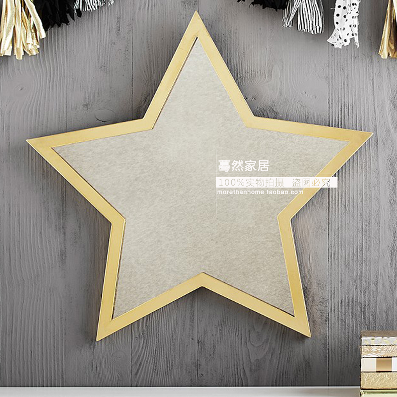 American golden five-pointed star porch mirror dining room combination decorative mirror sofa background wall hanging European classical M563