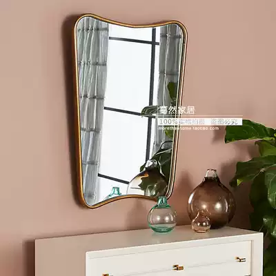 Antique gold American bathroom mirror porch mirror decorative bathroom bedroom makeup mirror European classical M585