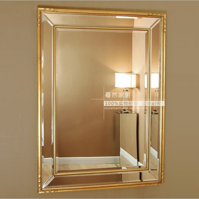 Square mirror American antique bathroom entrance mirror decorative mirror bathroom wall hanging mirror dressing mirror European classical M609