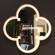 Round champagne gold American bathroom mirror porch mirror decorative bathroom bedroom vanity mirror European classical M542