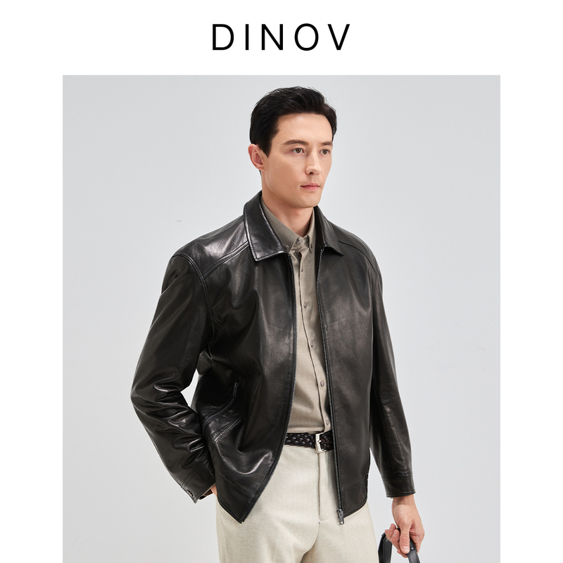 Genuine Leather Jacket for Men 2026 New Style Goatskin High-End Lapel Short Casual Business Autumn Coat