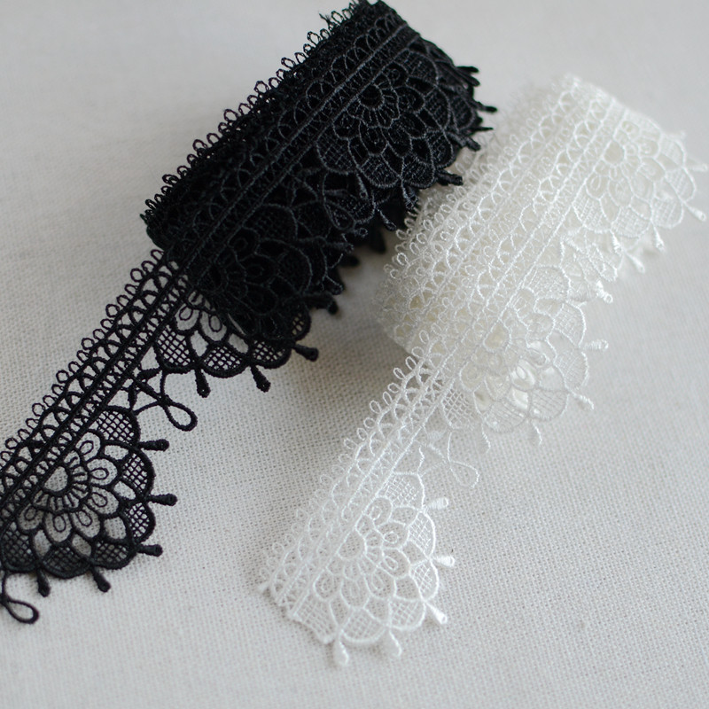 Good quality lace accessories black and white 2 colors exquisite water-soluble embroidery lace cheongsam clothing accessories