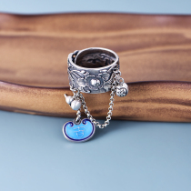 Silver ring female sterling silver original niche design sense fashion vintage jewelry 925 silver ornaments food ring personality ring