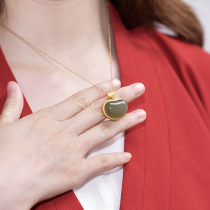 2021 new necklace female sterling silver fashion simple jewelry inlay Hetian Jade temperament Joker choker neck chain