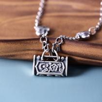 Original new silver necklace female sterling silver fashion vintage silver jewelry foot silver plum lock type pendant long sweater chain