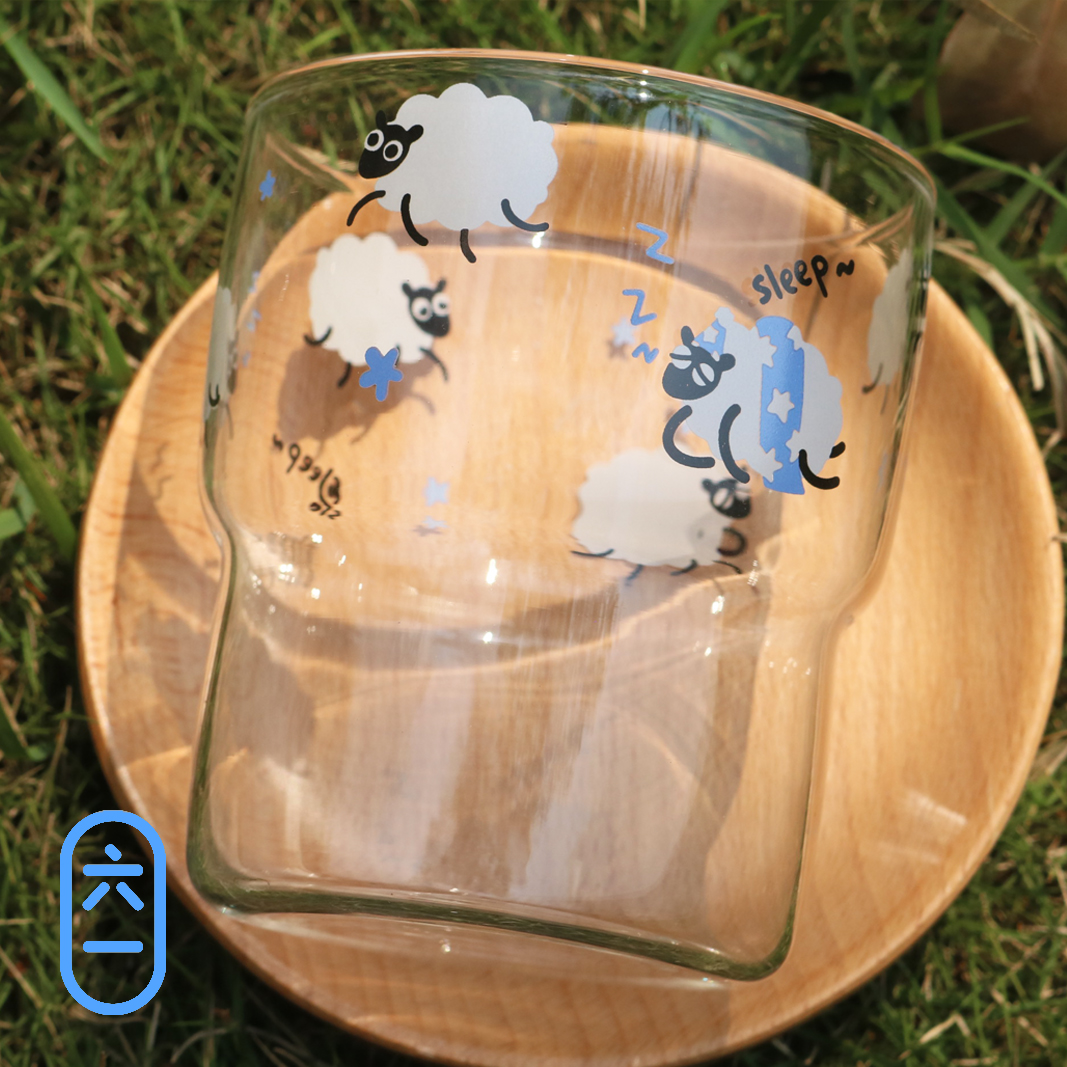 Liu Yi original baa baa cup personality cute illustration creative sheep glass heat-resistant milk cup juice cup
