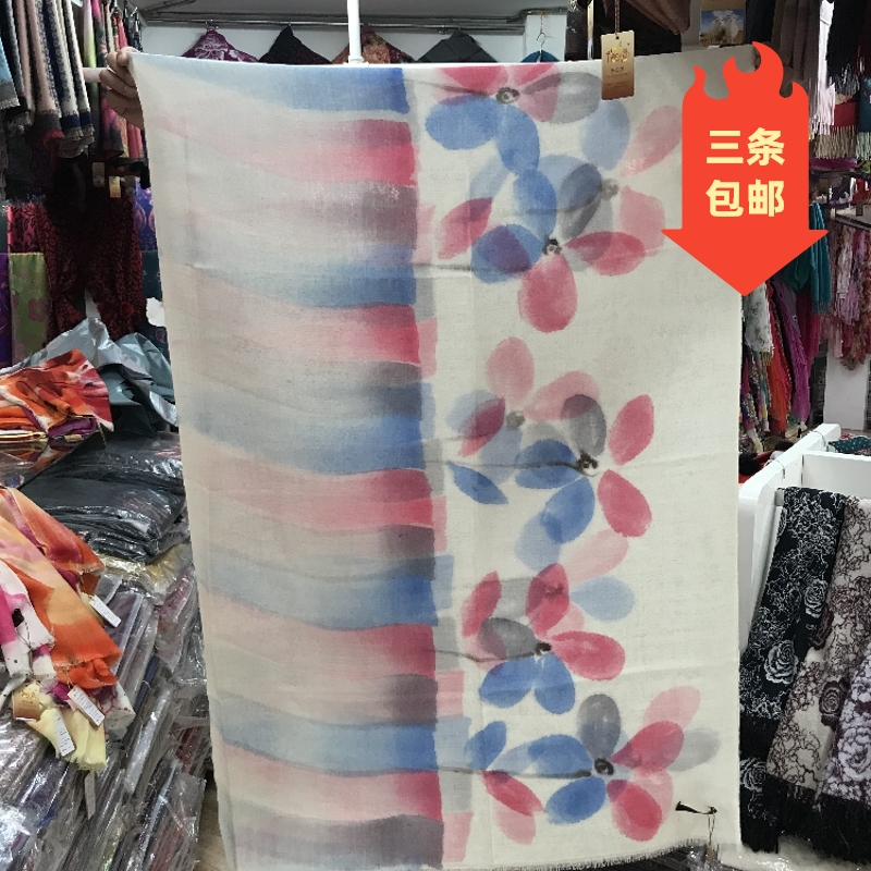 Xinjiang pure wool shawl Australian wool printed long towel Air conditioning towel Beach towel Xinjiang gift 10-19