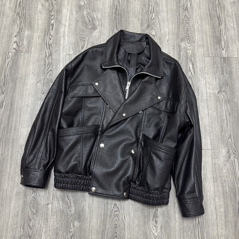 Youqi Genuine Leather Jacket for Women, Embossed Sheepskin Coat, Lapel Short Style, Loose Fit, Haining 2026 New Popular Style