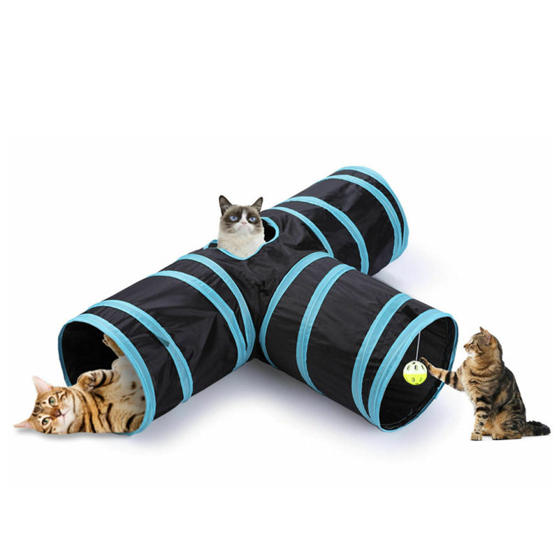 Cat self-hi tunnel channel combination foldable, scratch-resistant, bite-resistant rabbit hide-and-seek drilling hole three-channel rolling dragon