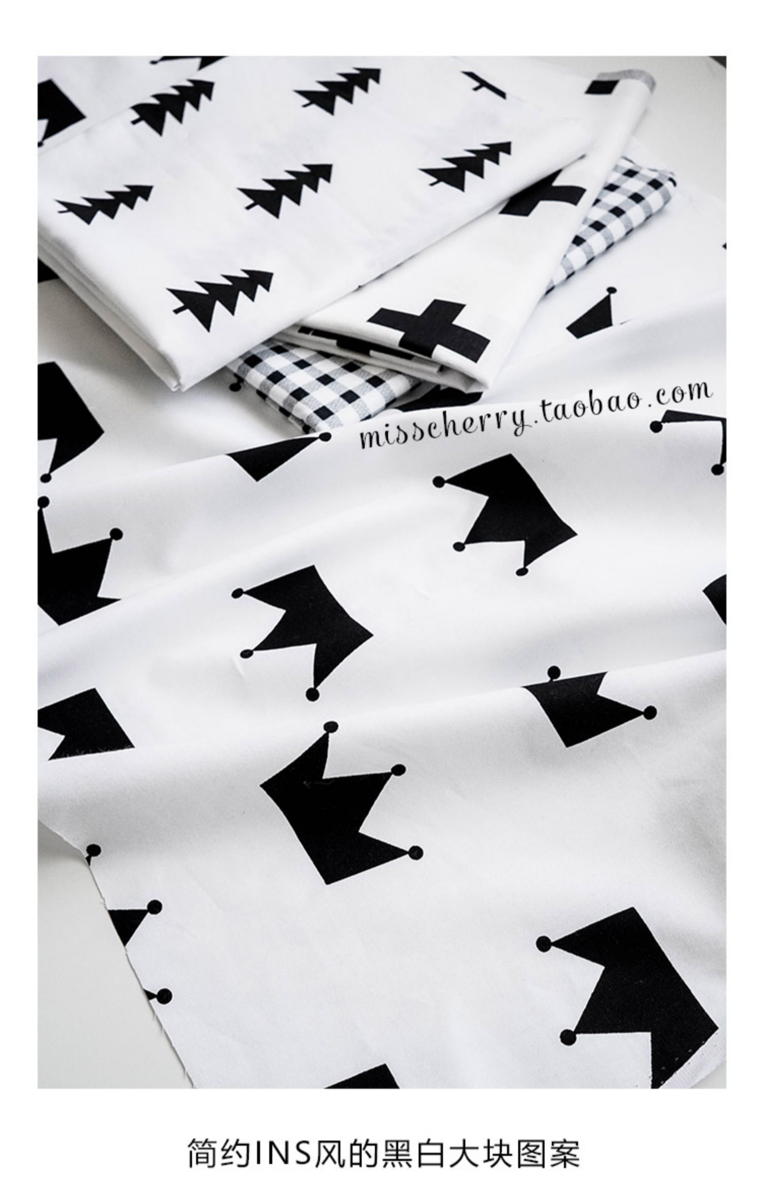 Ins gió trang trí tối giản màu đen và trắng Bắc Âu phòng trẻ em tấm phim hoạt hình cotton vải bông sọc màu vải rắn - Vải vải tự làm vải họa tiết thổ cẩm