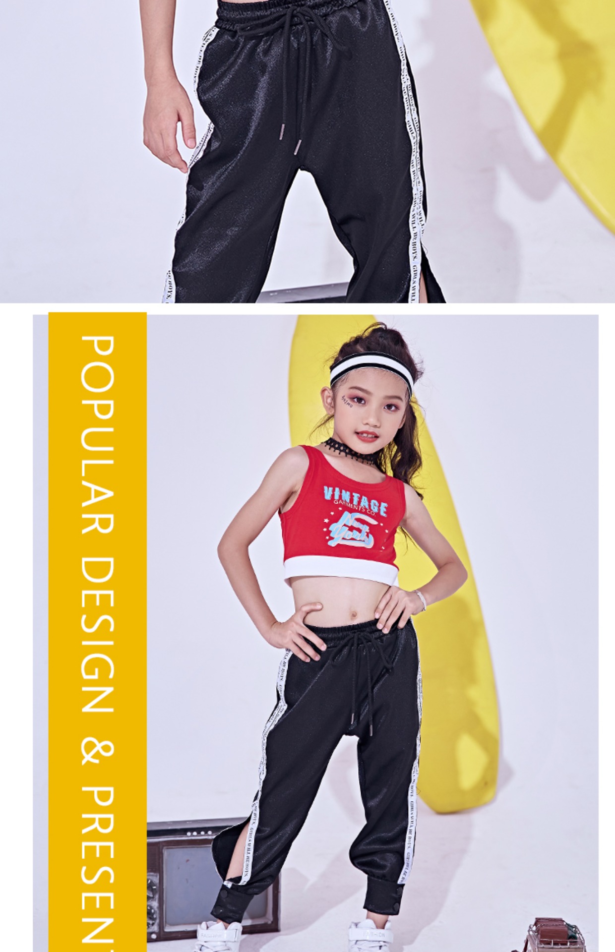 Trang phục khiêu vũ dành cho nữ Street Tide Set dành cho trẻ em Quần áo nhảy hip-hop Girls Lumbar Phiên bản Hàn Quốc Trang phục Jazz Dance quần áo trẻ em đẹp