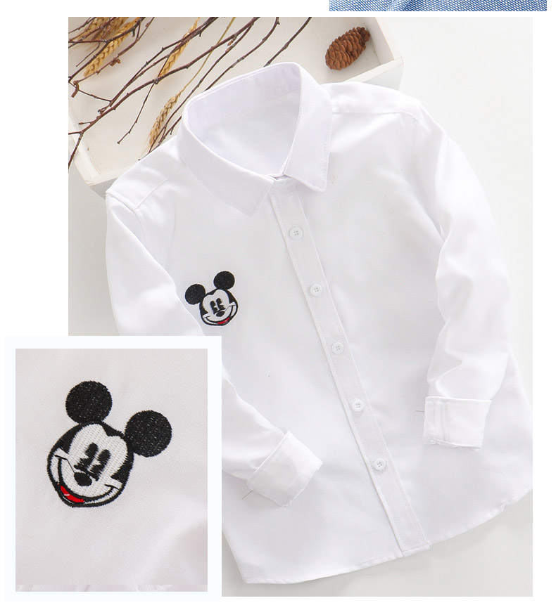 Áo sơ mi bé trai 2019 mới xuân hè quần áo trẻ em giản dị áo sơ mi trẻ em lớn tay dài cotton bé sơ mi trắng - Áo sơ mi áo sơ mi trẻ em giá tốt