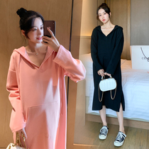 Korean version loose fashion minimalist cap clothing dress 2022 new spring casual downswing open fork dress surges
