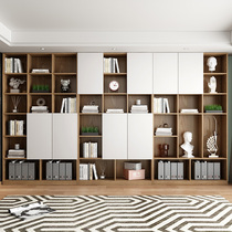 Nordic bookcase background wall floor display cabinet modern locker whole wall solid wood custom economical bookshelf